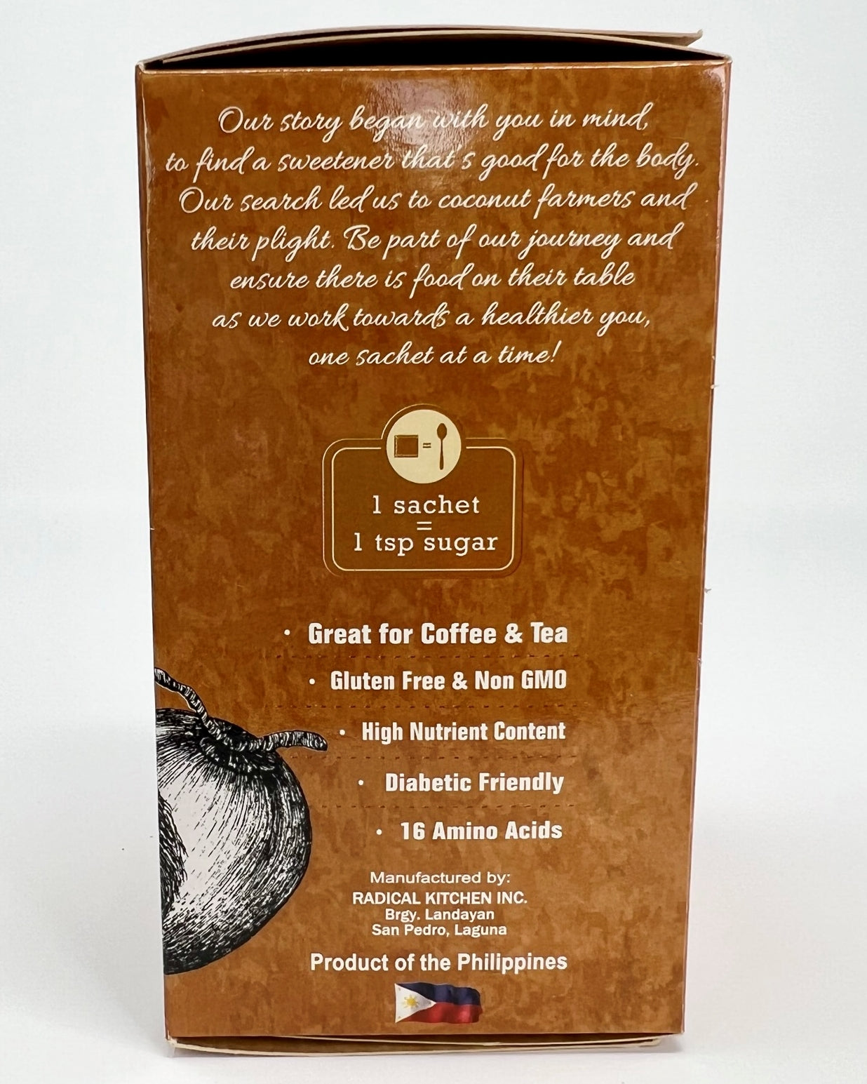 Wild Country Organic Coconut Sugar Sachet Box of 50 sachets 0.1 Oz/ 3g per sachet