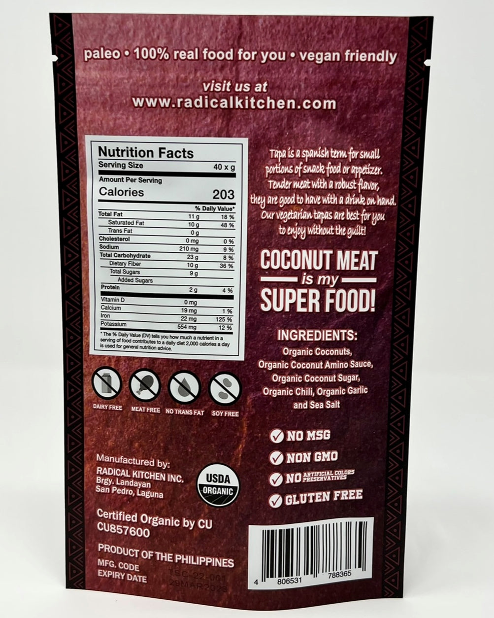 Wild Country Organic Vegetarian Tapas 40g/1.4 Oz Pouch Vegan